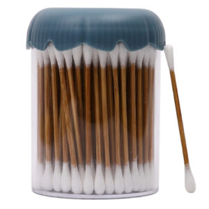 Carbonized Bamboo Stick Cotton Swabs 100 Count in Plastic Canister